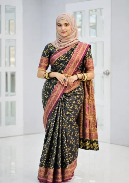 প্রিমিয়াম কাঁঞ্চি কাতান শাড়ি - Code-02